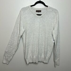 T41 Stitch Fix Fairlane & Sons V neck Knit sweater oatmeal beige size Medium